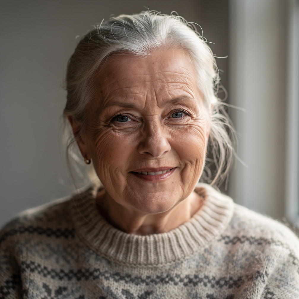 Portrait of an elderly Danish woman smiling